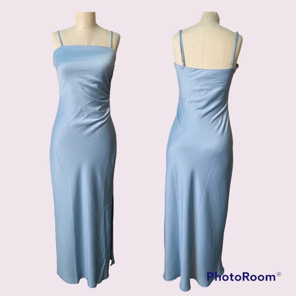 New House of Harlow 1960 Satin Midi Slip Dress Blue